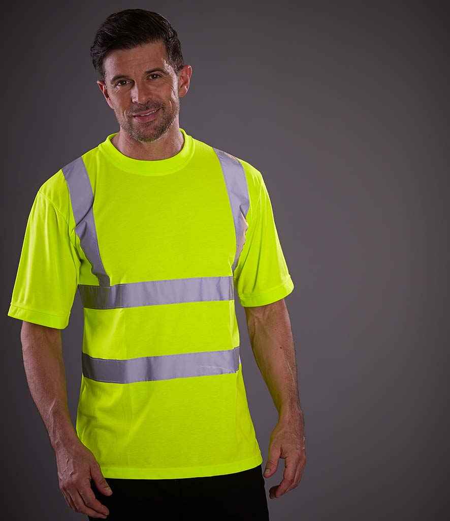 Yoko Hi-Vis Short Sleeve T-Shirt in Yellow by Yoko — Custom branded clothing by Print Press, featuring premium embroidery produced in our specialist print lab in the UK.