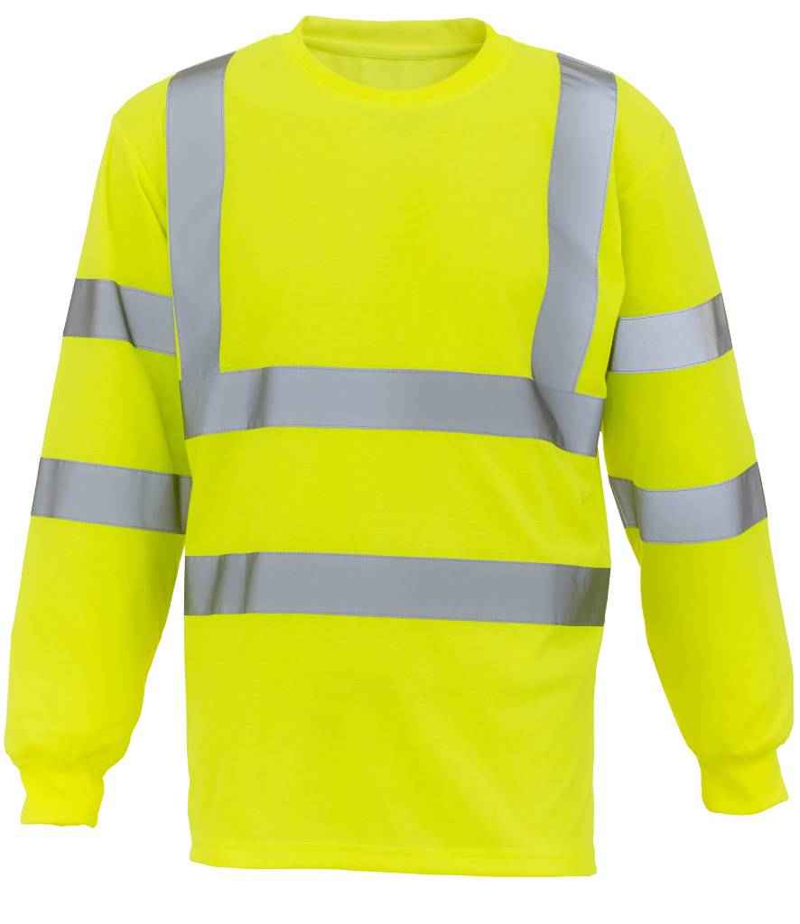 Yoko Hi-Vis Long Sleeve T-Shirt in by Yoko — Custom branded clothing by Print Press, featuring premium embroidery produced in our specialist print lab in the UK.