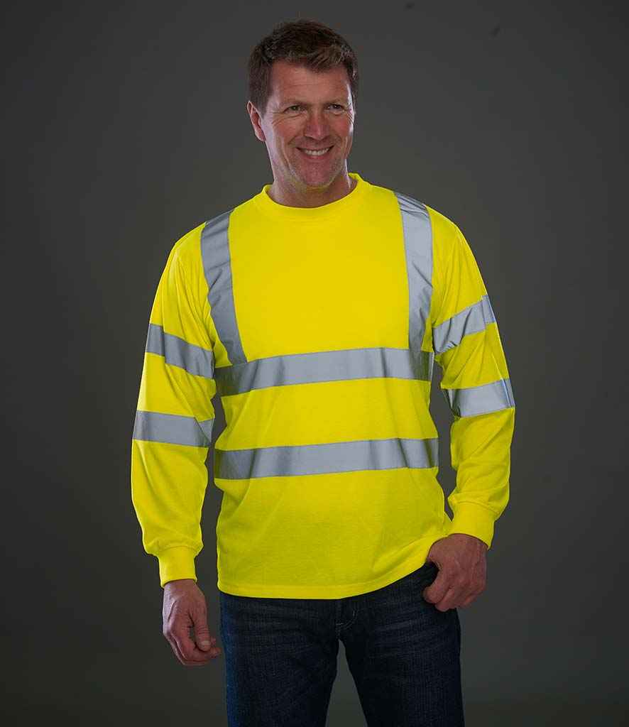Yoko Hi-Vis Long Sleeve T-Shirt in Yellow by Yoko — Custom branded clothing by Print Press, featuring premium embroidery produced in our specialist print lab in the UK.