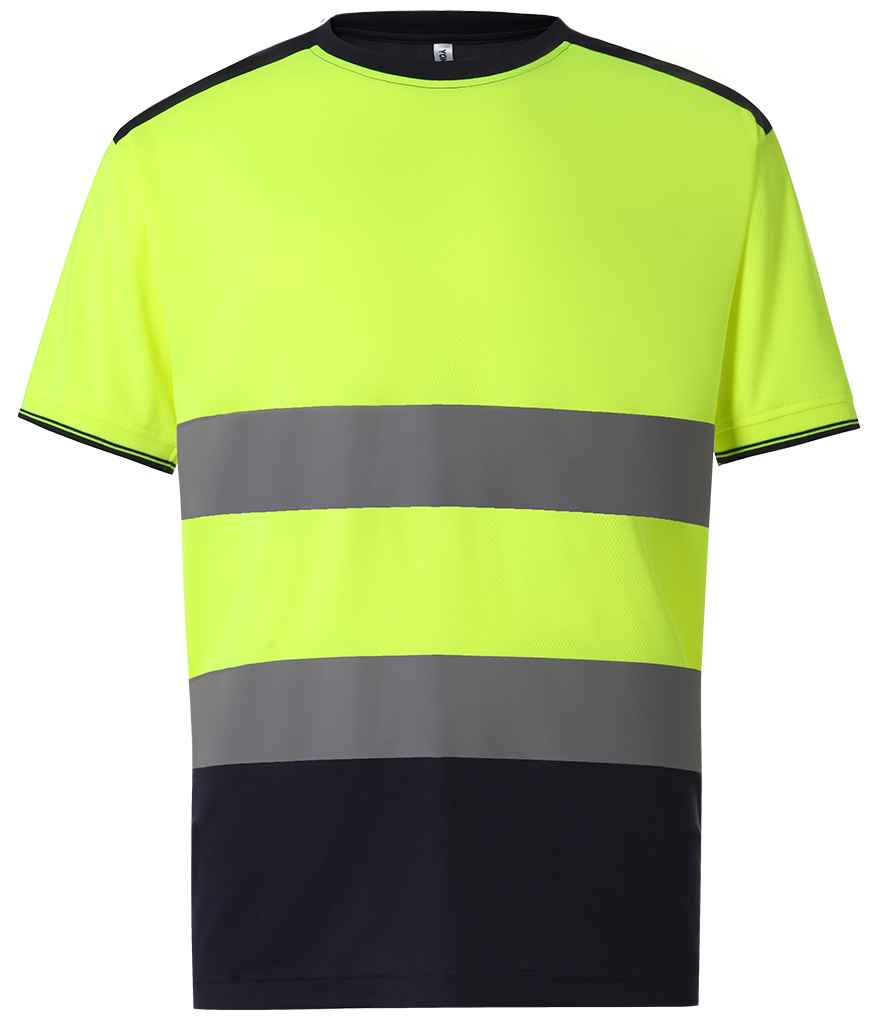 Yoko Hi-Vis Two Tone T-Shirt in Yellow Navy by Yoko — Custom branded clothing by Print Press, featuring premium embroidery produced in our specialist print lab in the UK.