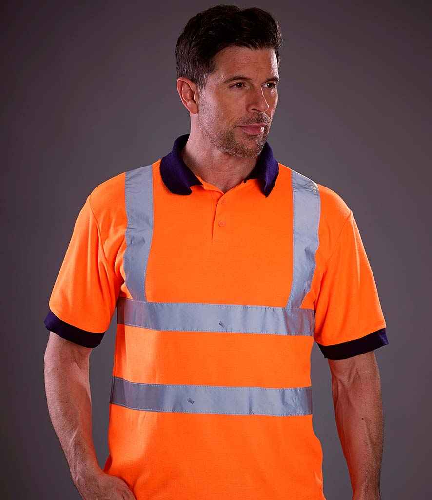 Yoko Hi-Vis Polo Shirt in Orange by Yoko — Custom branded clothing by Print Press, featuring premium embroidery produced in our specialist print lab in the UK.