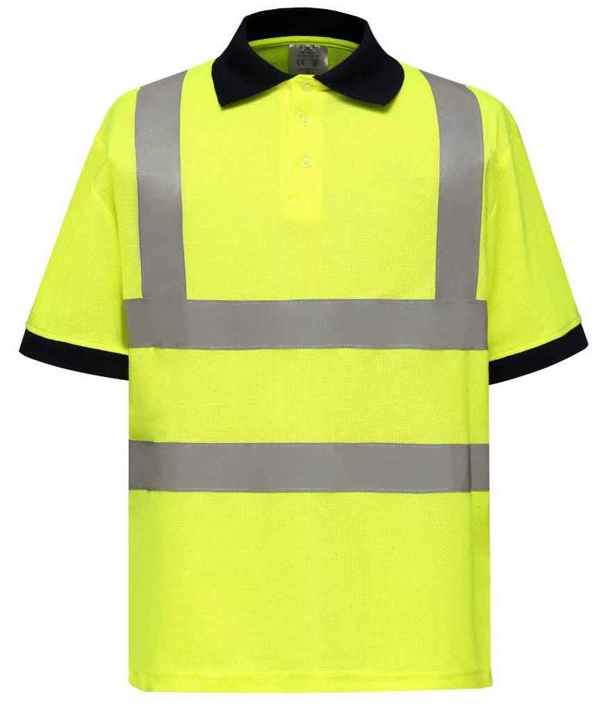 Yoko Hi-Vis Polo Shirt in by Yoko — Custom branded clothing by Print Press, featuring premium embroidery produced in our specialist print lab in the UK.