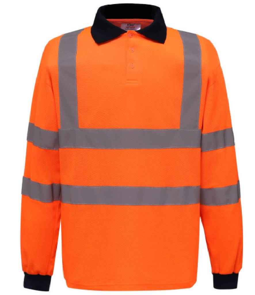 Yoko Hi-Vis Long Sleeve Polo Shirt in by Yoko — Custom branded clothing by Print Press, featuring premium embroidery produced in our specialist print lab in the UK.