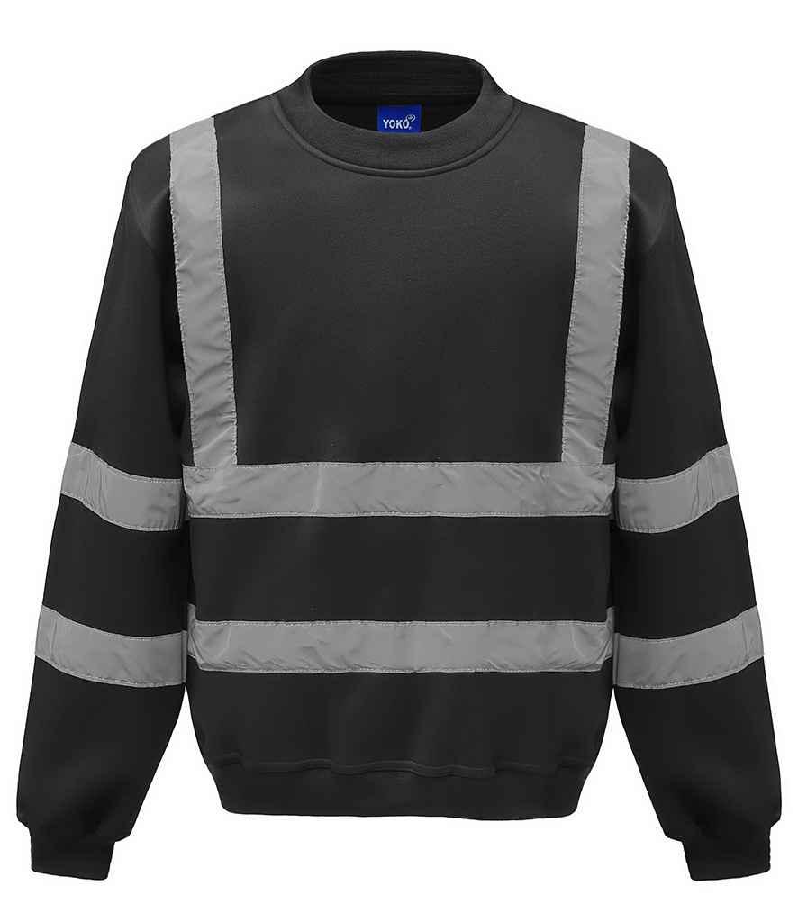 Yoko Hi-Vis Sweatshirt in Black by Yoko — Custom branded clothing by Print Press, featuring premium embroidery produced in our specialist print lab in the UK.