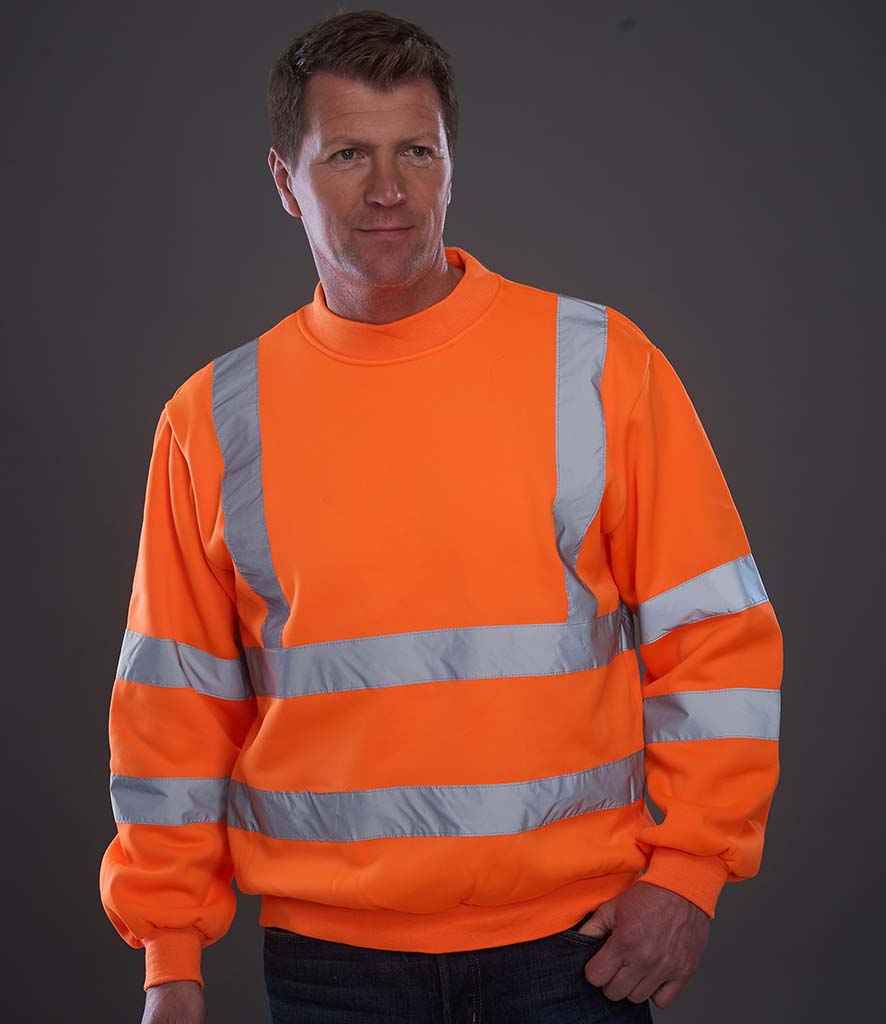 Yoko Hi-Vis Sweatshirt in Orange by Yoko — Custom branded clothing by Print Press, featuring premium embroidery produced in our specialist print lab in the UK.