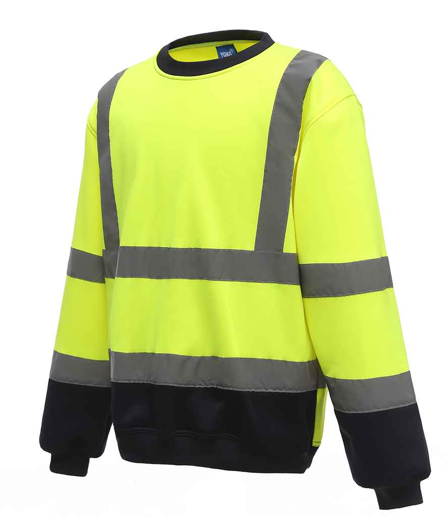 Yoko Hi-Vis Sweatshirt in Yellow Navy by Yoko — Custom branded clothing by Print Press, featuring premium embroidery produced in our specialist print lab in the UK.