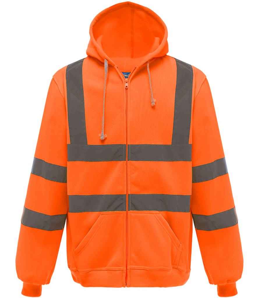 Yoko Hi-Vis Zip Hoodie in Orange by Yoko — Custom branded clothing by Print Press, featuring premium embroidery produced in our specialist print lab in the UK.