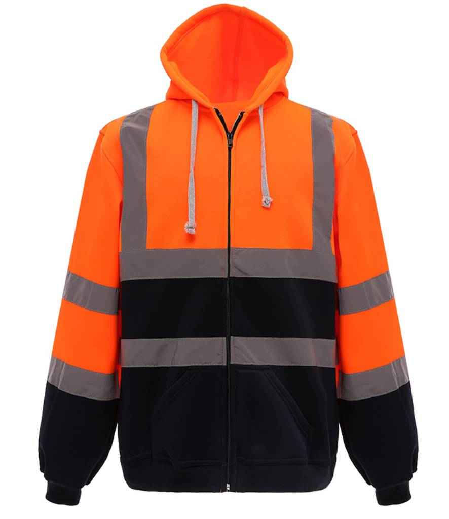 Yoko Hi-Vis Zip Hoodie in by Yoko — Custom branded clothing by Print Press, featuring premium embroidery produced in our specialist print lab in the UK.