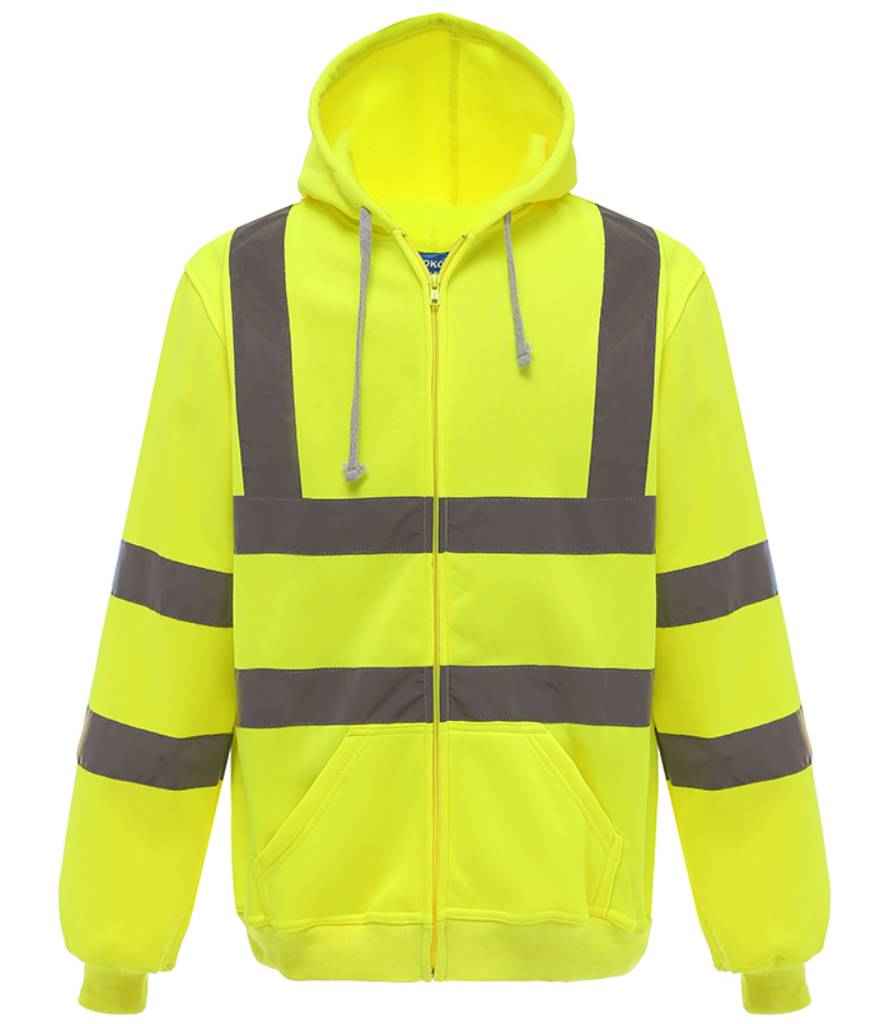 Yoko Hi-Vis Zip Hoodie in Yellow by Yoko — Custom branded clothing by Print Press, featuring premium embroidery produced in our specialist print lab in the UK.