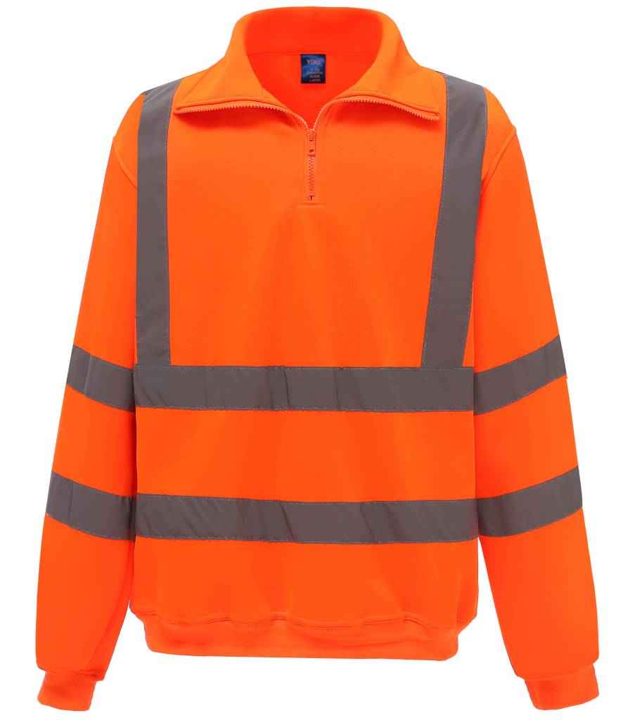 Yoko Hi-Vis Zip Neck Sweatshirt in by Yoko — Custom branded clothing by Print Press, featuring premium embroidery produced in our specialist print lab in the UK.