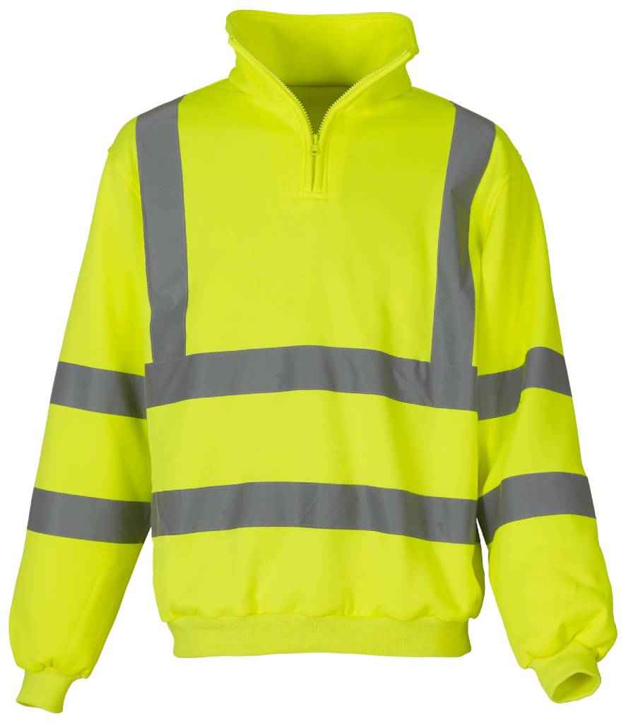 Yoko Hi-Vis Zip Neck Sweatshirt in by Yoko — Custom branded clothing by Print Press, featuring premium embroidery produced in our specialist print lab in the UK.