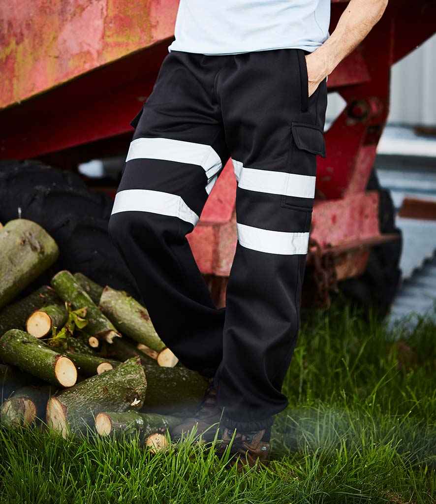 Yoko Hi-Vis Jog Pants in Black by Yoko — Custom branded clothing by Print Press, featuring premium embroidery produced in our specialist print lab in the UK.