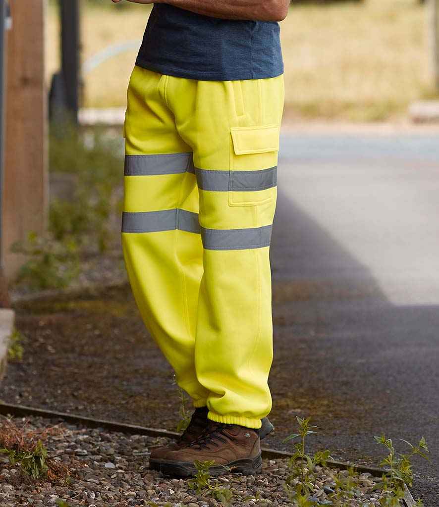 Yoko Hi-Vis Jog Pants in Yellow by Yoko — Custom branded clothing by Print Press, featuring premium embroidery produced in our specialist print lab in the UK.