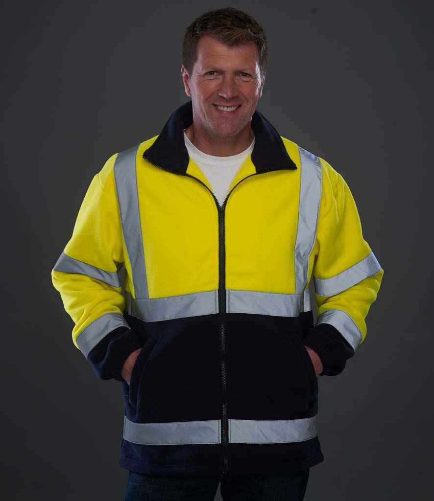 Yoko Hi-Vis Heavyweight Fleece Jacket in Yellow Navy by Yoko — Custom branded clothing by Print Press, featuring premium embroidery produced in our specialist print lab in the UK.