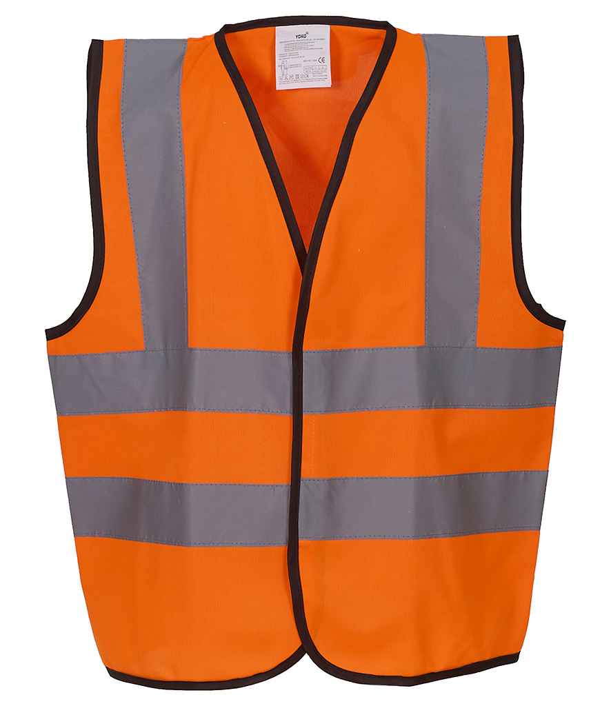 Yoko Kids Hi-Vis Two Band and Braces Waistcoat in by Yoko — Custom branded clothing by Print Press, featuring premium embroidery produced in our specialist print lab in the UK.