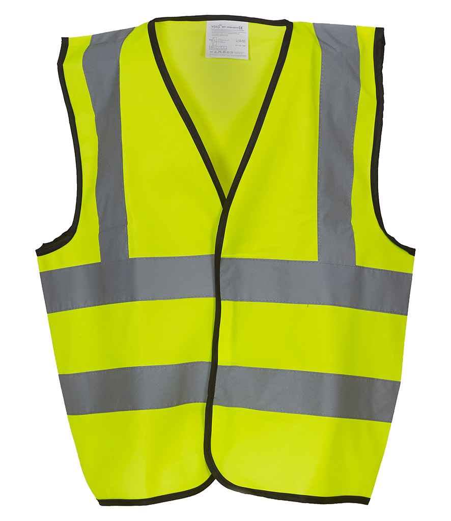 Yoko Kids Hi-Vis Two Band and Braces Waistcoat in by Yoko — Custom branded clothing by Print Press, featuring premium embroidery produced in our specialist print lab in the UK.