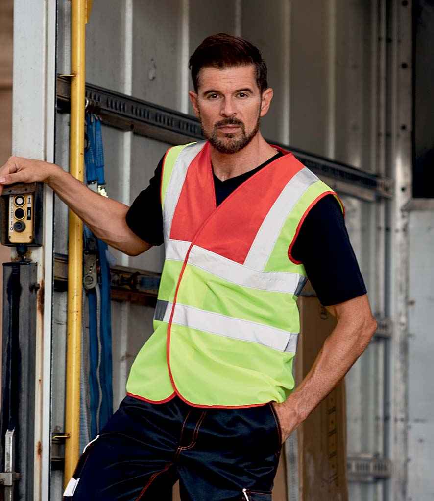 Yoko Hi-Vis Two Band and Braces Waistcoat in by Yoko — Custom branded clothing by Print Press, featuring premium embroidery produced in our specialist print lab in the UK.