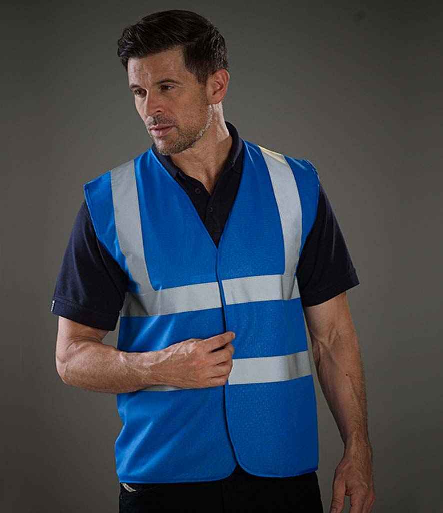 Yoko Hi-Vis Two Band and Braces Waistcoat in Royal Blue by Yoko — Custom branded clothing by Print Press, featuring premium embroidery produced in our specialist print lab in the UK.