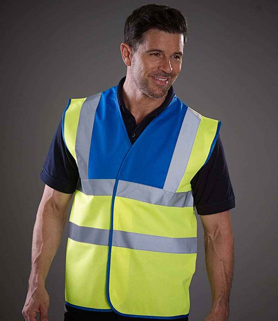 Yoko Hi-Vis Two Band and Braces Waistcoat in by Yoko — Custom branded clothing by Print Press, featuring premium embroidery produced in our specialist print lab in the UK.