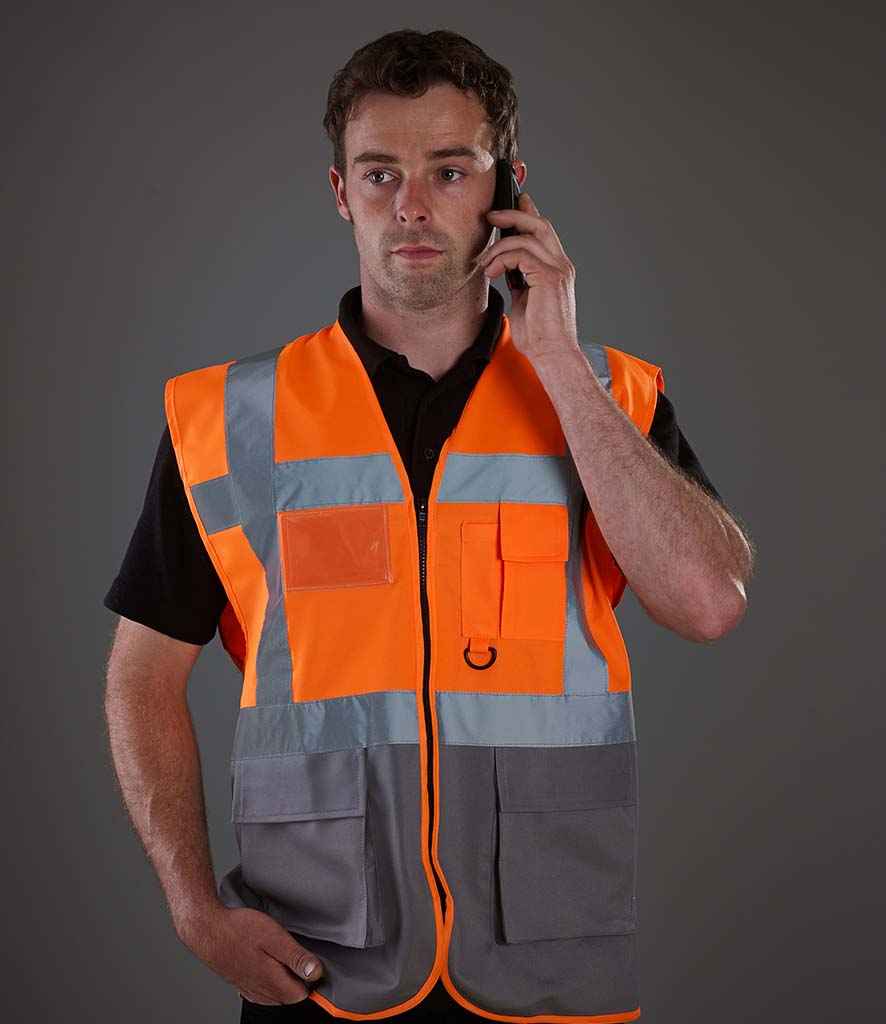 Yoko Executive Waistcoat - (2nd Colours) in Orange Grey by Yoko — Custom branded clothing by Print Press, featuring premium embroidery produced in our specialist print lab in the UK.
