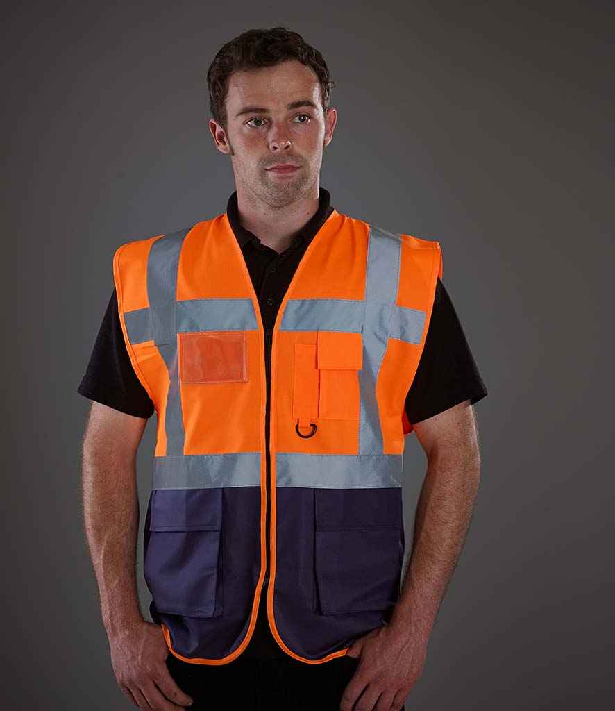 Yoko Executive Waistcoat - (2nd Colours) in Orange Navy by Yoko — Custom branded clothing by Print Press, featuring premium embroidery produced in our specialist print lab in the UK.