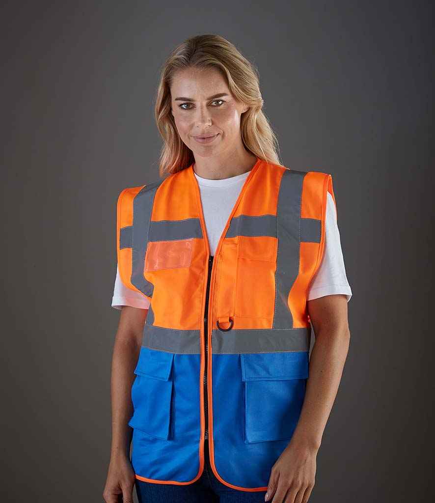 Yoko Executive Waistcoat - (2nd Colours) in Orange Royal Blue by Yoko — Custom branded clothing by Print Press, featuring premium embroidery produced in our specialist print lab in the UK.