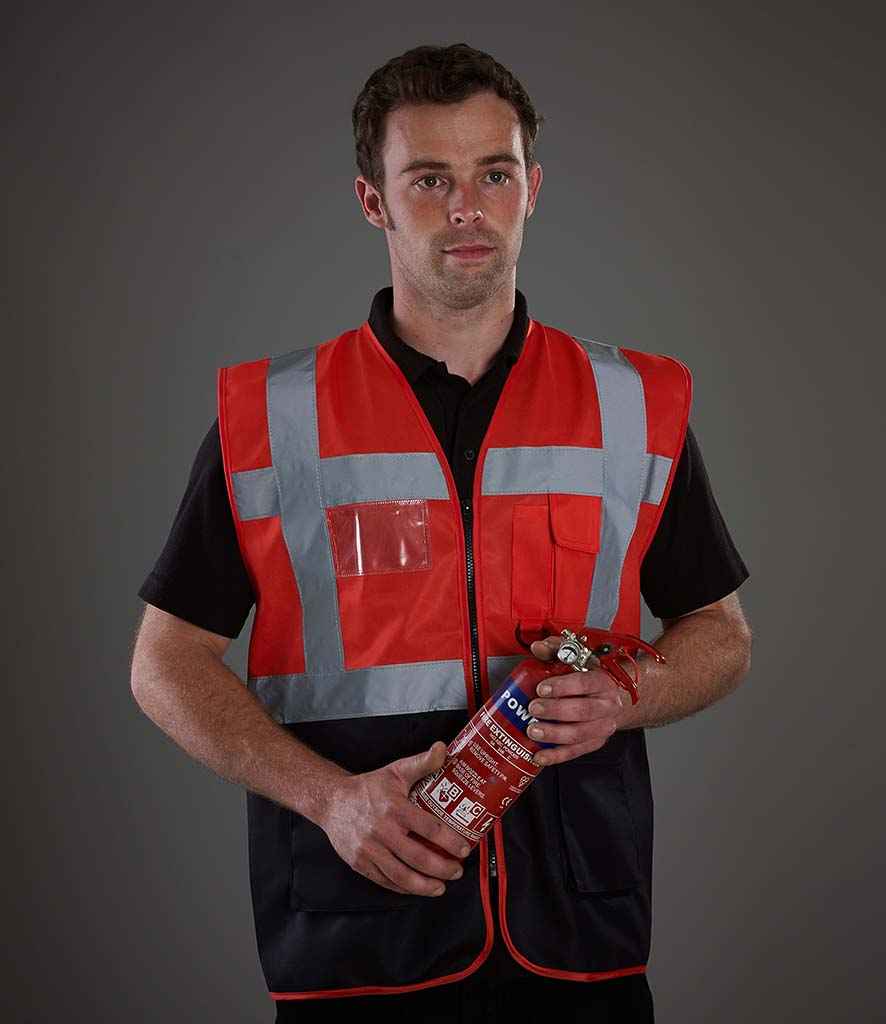 Yoko Executive Waistcoat in Red Black by Yoko — Custom branded clothing by Print Press, featuring premium embroidery produced in our specialist print lab in the UK.
