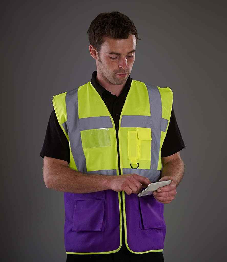 Yoko Executive Waistcoat in Yellow Purple by Yoko — Custom branded clothing by Print Press, featuring premium embroidery produced in our specialist print lab in the UK.
