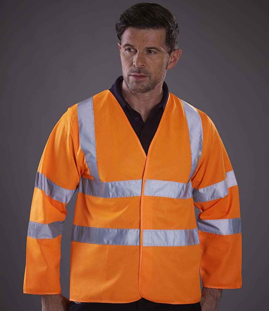 Yoko Hi-Vis Long Sleeve Jacket in Orange by Yoko — Custom branded clothing by Print Press, featuring premium embroidery produced in our specialist print lab in the UK.
