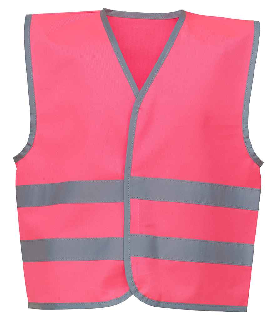 Yoko Kids Hi-Vis Two Band Waistcoat in by Yoko — Custom branded clothing by Print Press, featuring premium embroidery produced in our specialist print lab in the UK.