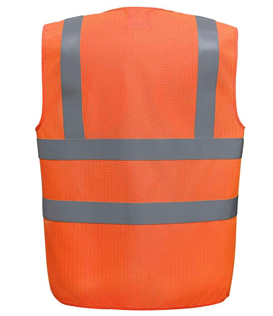 Yoko Hi-Vis Anti-Static Flame Retardant Waistcoat in by Yoko — Custom branded clothing by Print Press, featuring premium embroidery produced in our specialist print lab in the UK.