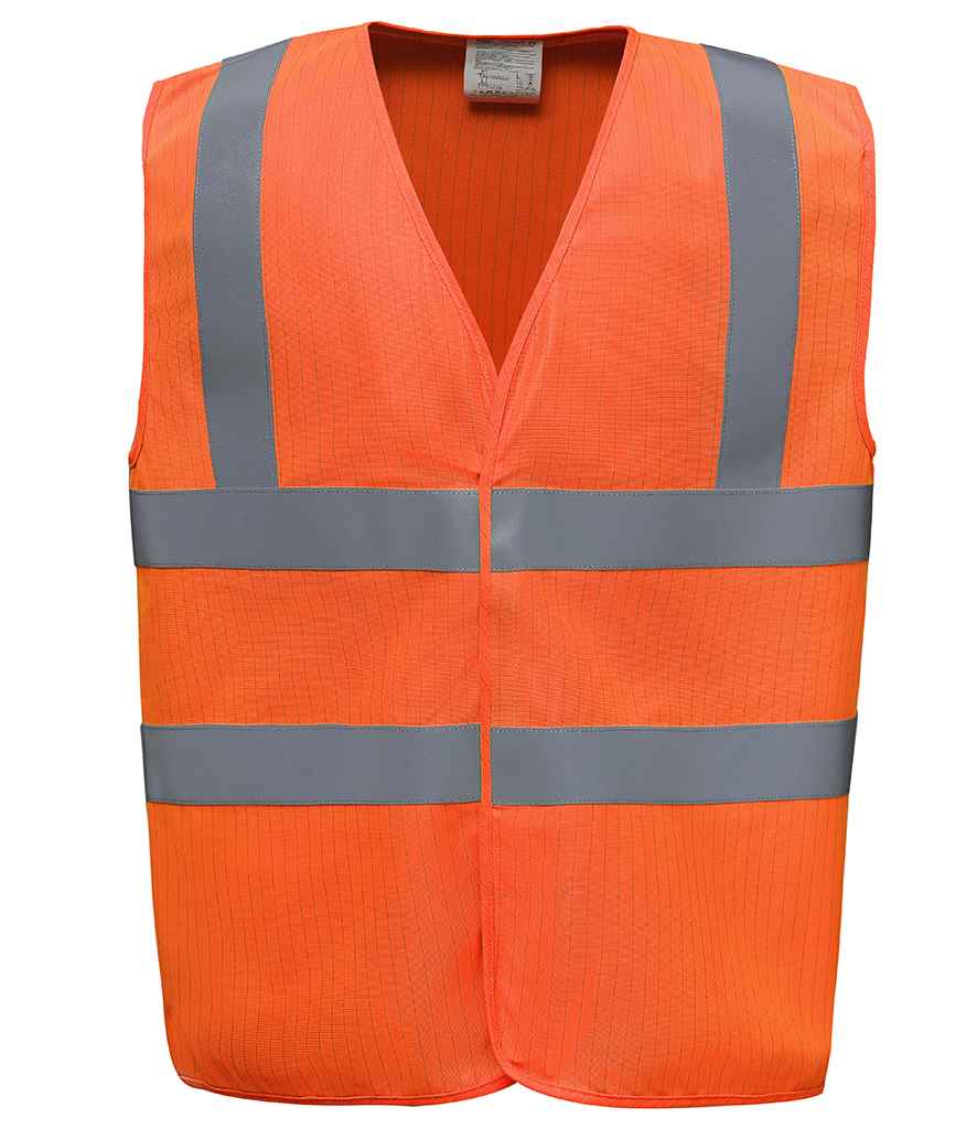 Yoko Hi-Vis Anti-Static Flame Retardant Waistcoat in by Yoko — Custom branded clothing by Print Press, featuring premium embroidery produced in our specialist print lab in the UK.