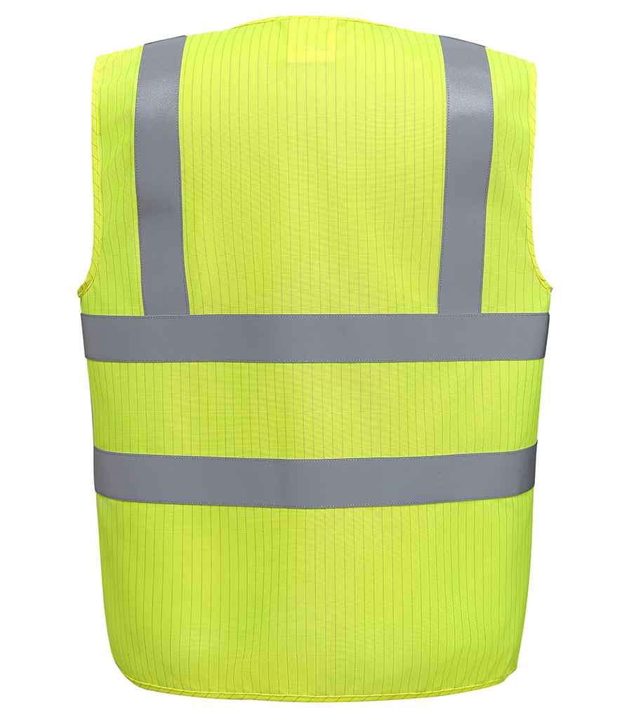Yoko Hi-Vis Anti-Static Flame Retardant Waistcoat in by Yoko — Custom branded clothing by Print Press, featuring premium embroidery produced in our specialist print lab in the UK.