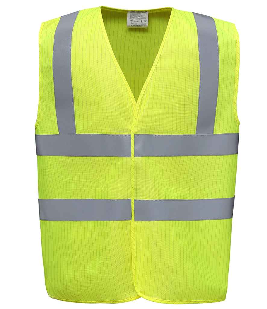 Yoko Hi-Vis Anti-Static Flame Retardant Waistcoat in by Yoko — Custom branded clothing by Print Press, featuring premium embroidery produced in our specialist print lab in the UK.