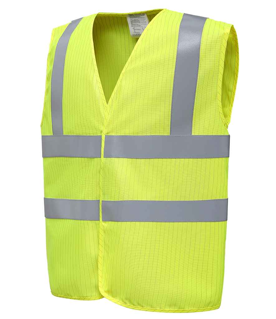 Yoko Hi-Vis Anti-Static Flame Retardant Waistcoat in by Yoko — Custom branded clothing by Print Press, featuring premium embroidery produced in our specialist print lab in the UK.