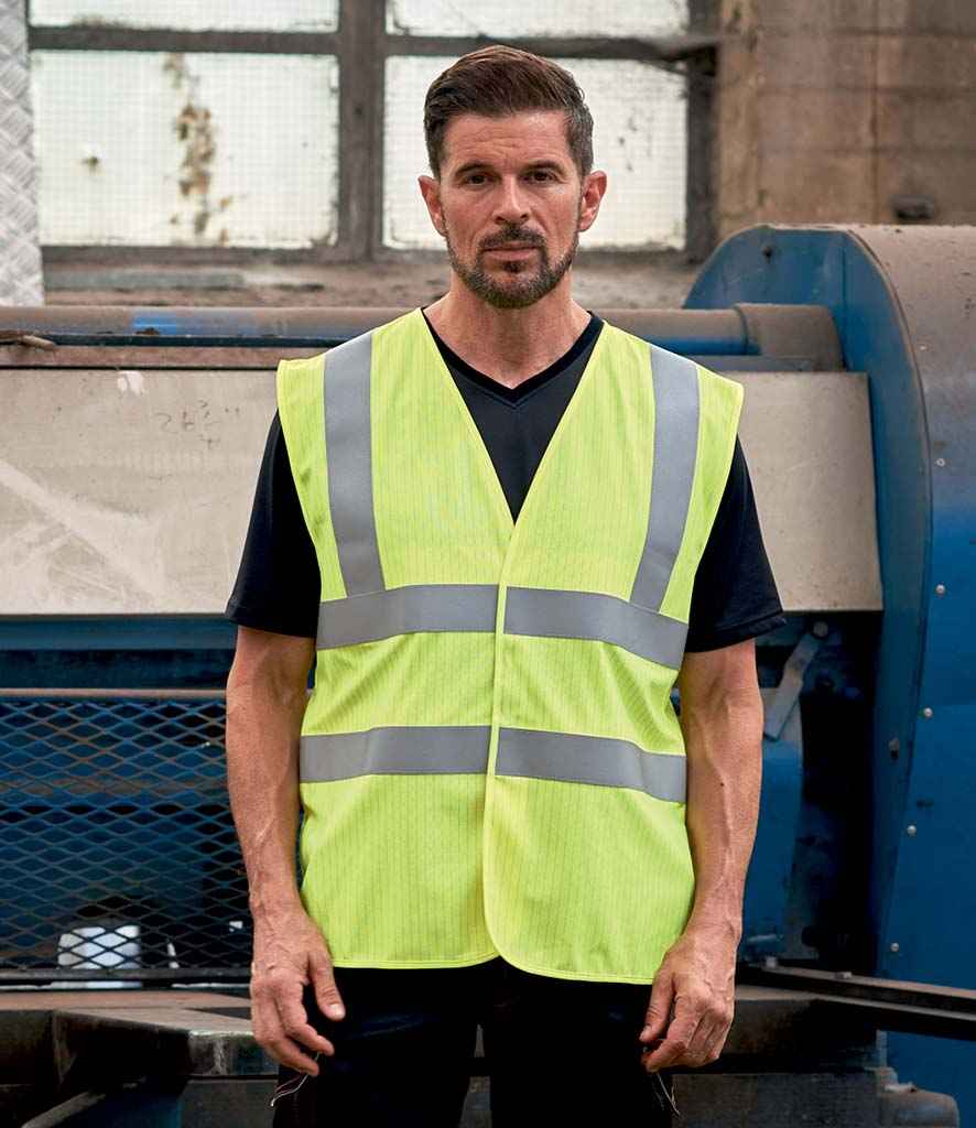 Yoko Hi-Vis Anti-Static Flame Retardant Waistcoat in by Yoko — Custom branded clothing by Print Press, featuring premium embroidery produced in our specialist print lab in the UK.
