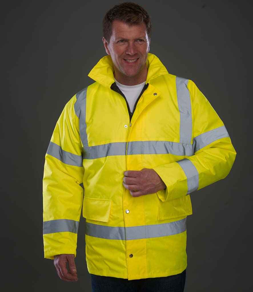 Yoko Hi-Vis Classic Motorway Jacket in Yellow by Yoko — Custom branded clothing by Print Press, featuring premium embroidery produced in our specialist print lab in the UK.