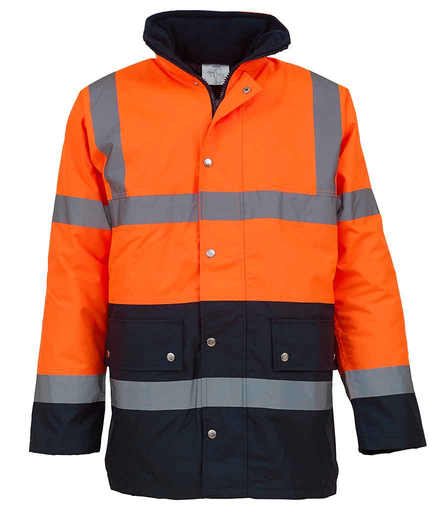 Yoko Hi-Vis Two Tone Motorway Jacket in by Yoko — Custom branded clothing by Print Press, featuring premium embroidery produced in our specialist print lab in the UK.