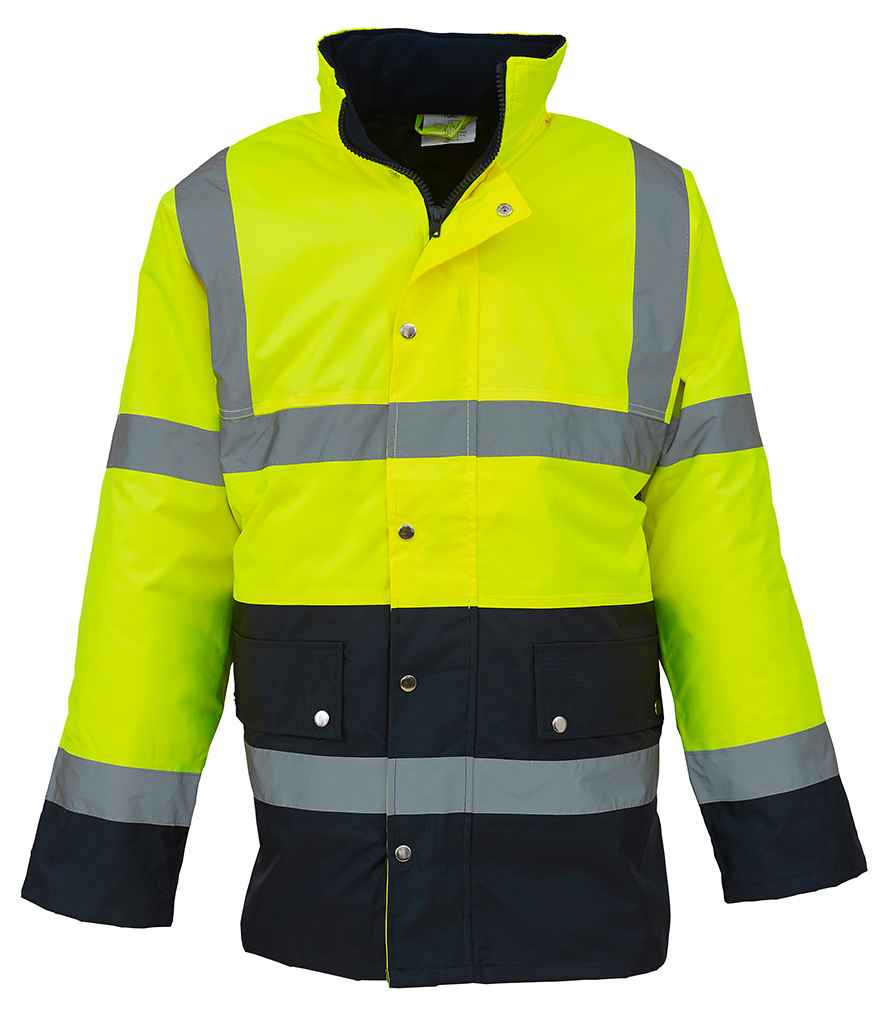 Yoko Hi-Vis Two Tone Motorway Jacket in by Yoko — Custom branded clothing by Print Press, featuring premium embroidery produced in our specialist print lab in the UK.