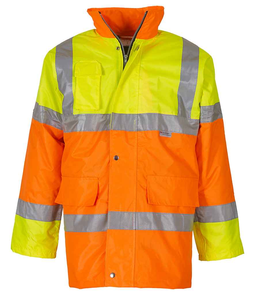 Yoko Hi-Vis Contrast Jacket in by Yoko — Custom branded clothing by Print Press, featuring premium embroidery produced in our specialist print lab in the UK.
