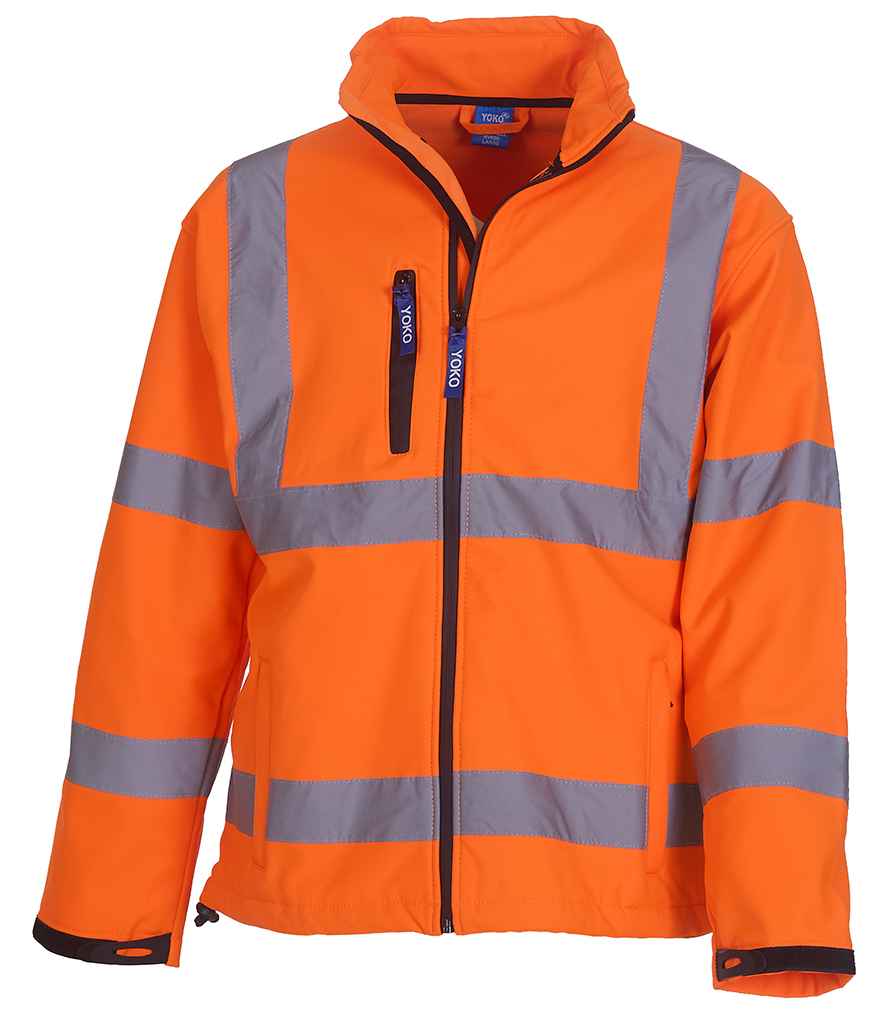 Yoko Hi-Vis Soft Shell Jacket in by Yoko — Custom branded clothing by Print Press, featuring premium embroidery produced in our specialist print lab in the UK.