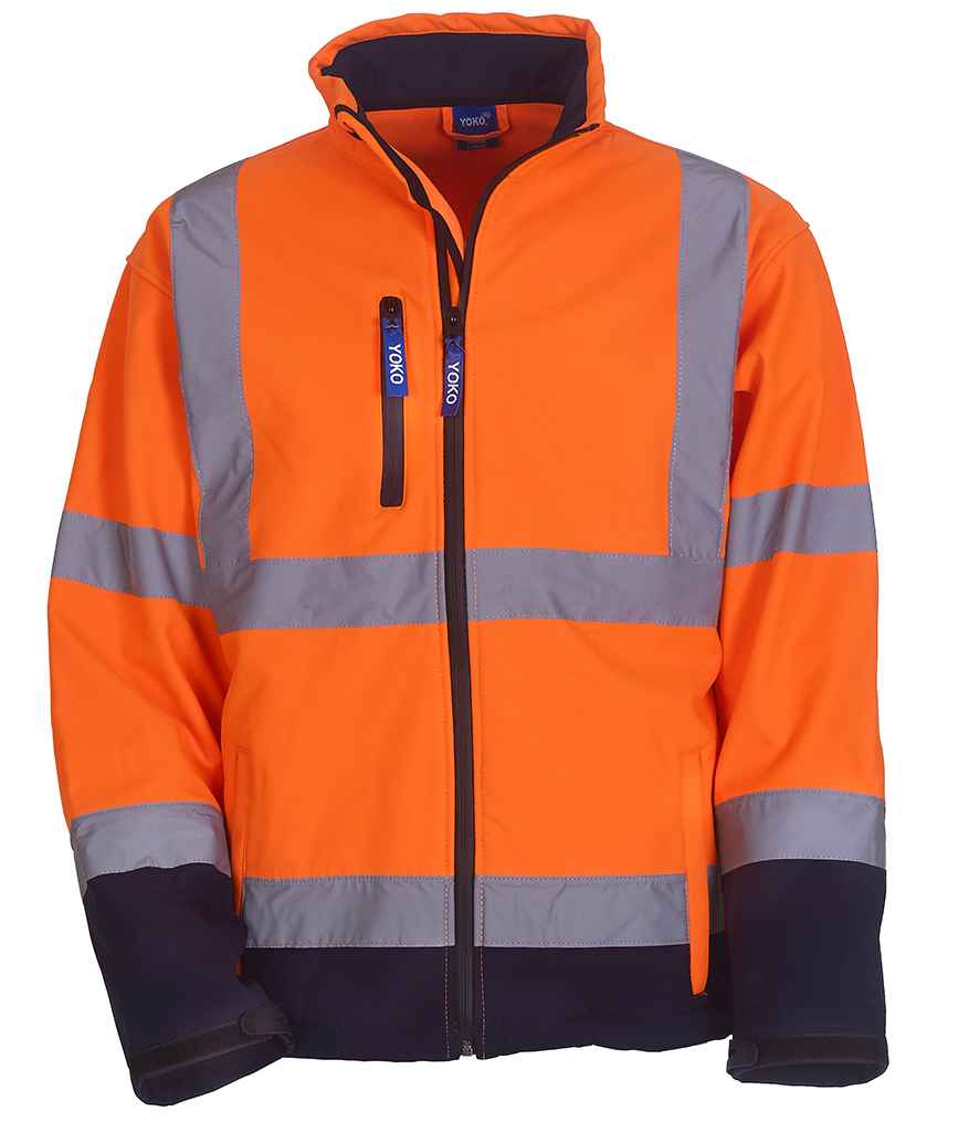 Yoko Hi-Vis Soft Shell Jacket in by Yoko — Custom branded clothing by Print Press, featuring premium embroidery produced in our specialist print lab in the UK.
