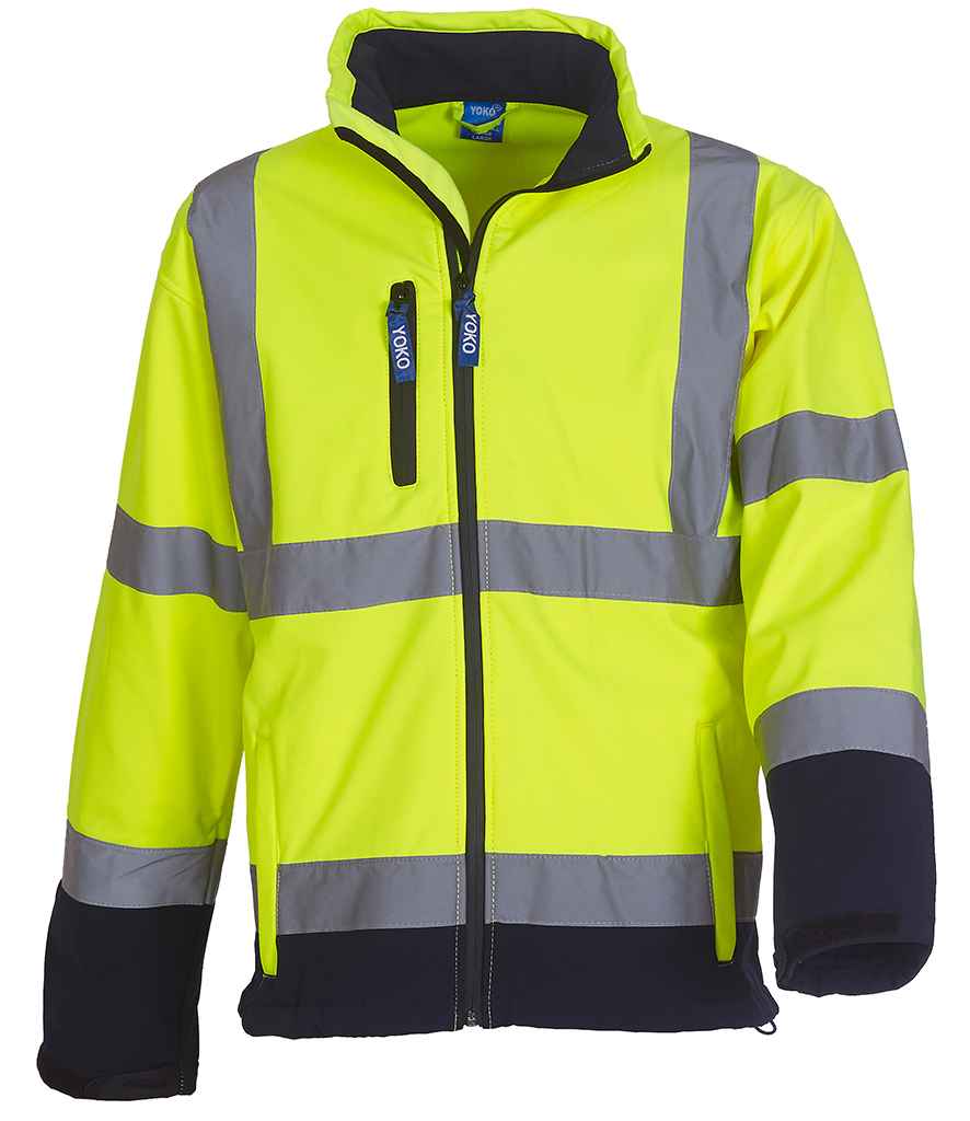 Yoko Hi-Vis Soft Shell Jacket in by Yoko — Custom branded clothing by Print Press, featuring premium embroidery produced in our specialist print lab in the UK.