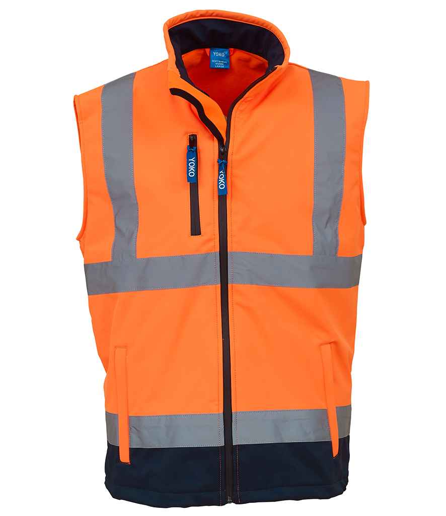 Yoko Hi-Vis Soft Shell Gilet in by Yoko — Custom branded clothing by Print Press, featuring premium embroidery produced in our specialist print lab in the UK.