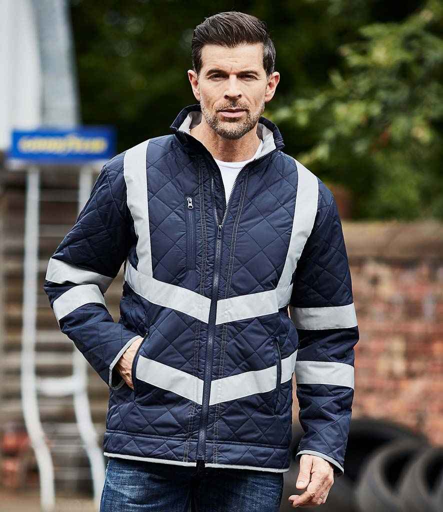 Yoko Hi-Vis Kensington Jacket in Navy by Yoko — Custom branded clothing by Print Press, featuring premium embroidery produced in our specialist print lab in the UK.