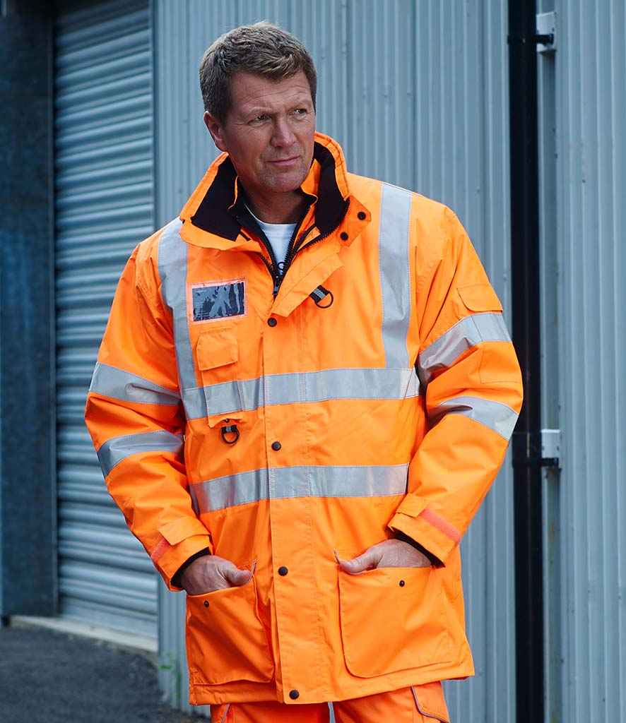 Yoko Hi-Vis Multi-Function 7-in-1 Jacket in Orange by Yoko — Custom branded clothing by Print Press, featuring premium embroidery produced in our specialist print lab in the UK.