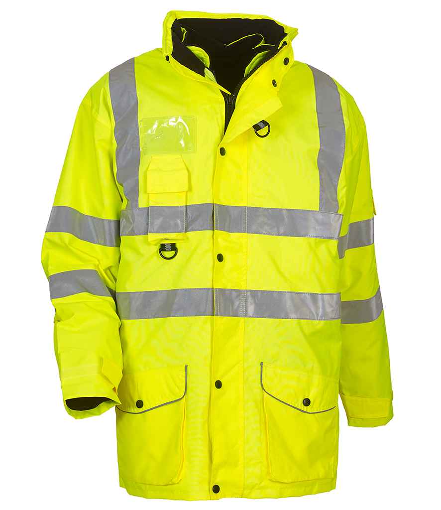 Yoko Hi-Vis Multi-Function 7-in-1 Jacket in Yellow by Yoko — Custom branded clothing by Print Press, featuring premium embroidery produced in our specialist print lab in the UK.