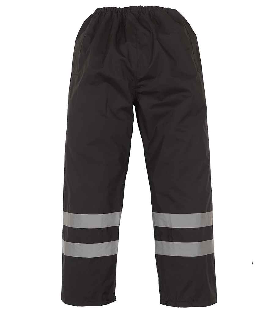 Yoko Hi-Vis Waterproof Overtrousers in Black by Yoko — Custom branded clothing by Print Press, featuring premium embroidery produced in our specialist print lab in the UK.