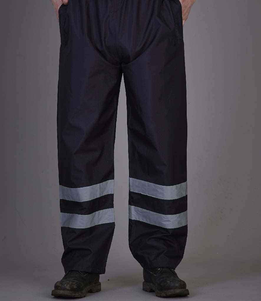 Yoko Hi-Vis Waterproof Overtrousers in Navy by Yoko — Custom branded clothing by Print Press, featuring premium embroidery produced in our specialist print lab in the UK.
