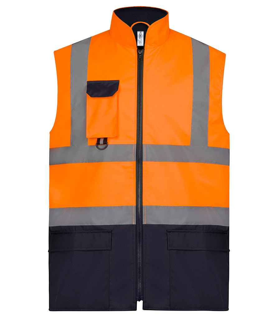 Yoko Two Tone Bodywarmer in Orange Navy by Yoko — Custom branded clothing by Print Press, featuring premium embroidery produced in our specialist print lab in the UK.